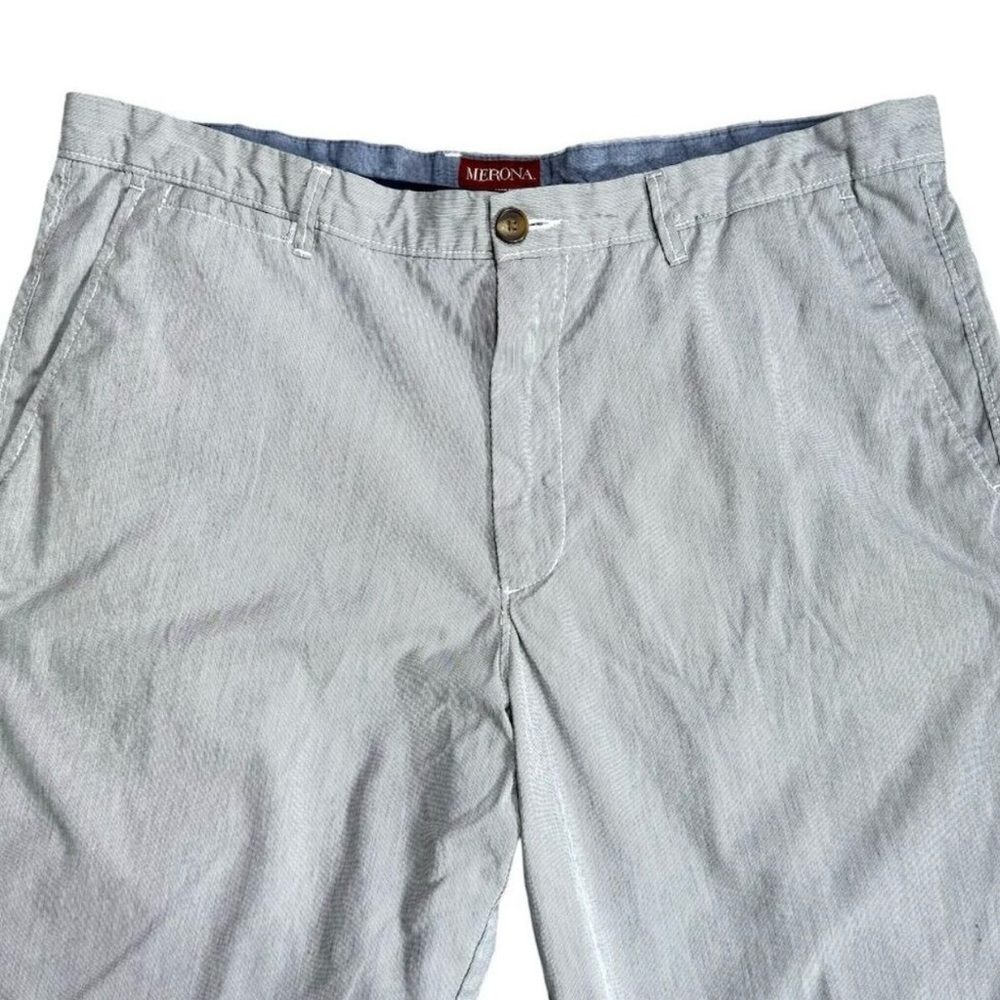 Merona Men's Blue/White Striped Chino Shorts Size 36 - Picture 2 of 11